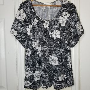 Cathy Daniels Black & White Floral Shirt